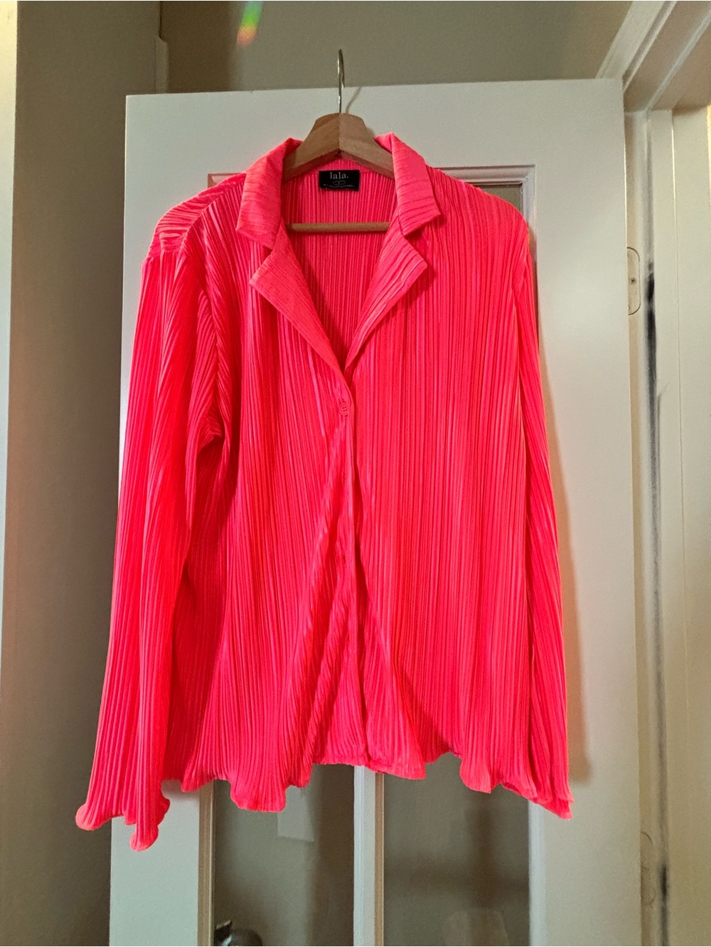 Dressed in Lala long sleeve electric pink plisse top M TOP ONLY